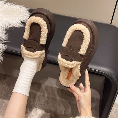 Platform Fleece-Lined Loafer Mules