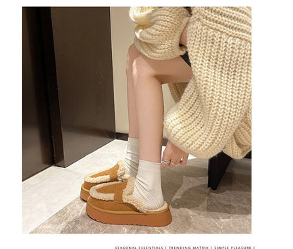 Platform Fleece-Lined Loafer Mules