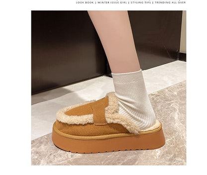 Platform Fleece-Lined Loafer Mules