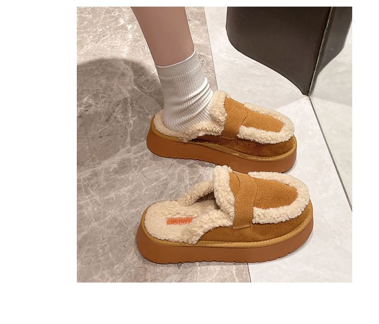 Platform Fleece-Lined Loafer Mules