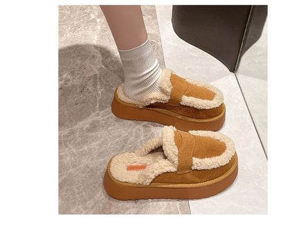 Platform Fleece-Lined Loafer Mules