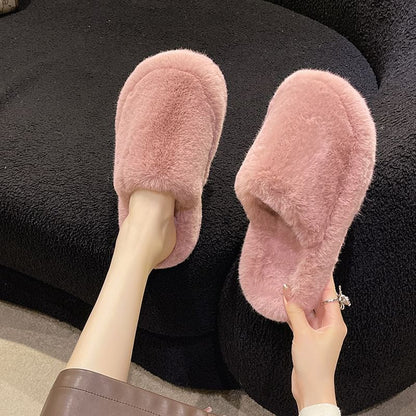 Platform Plain Fluffy Mules