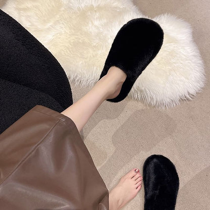 Platform Plain Fluffy Mules