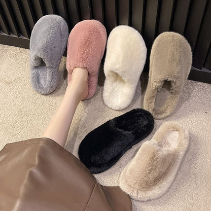 Platform Plain Fluffy Mules