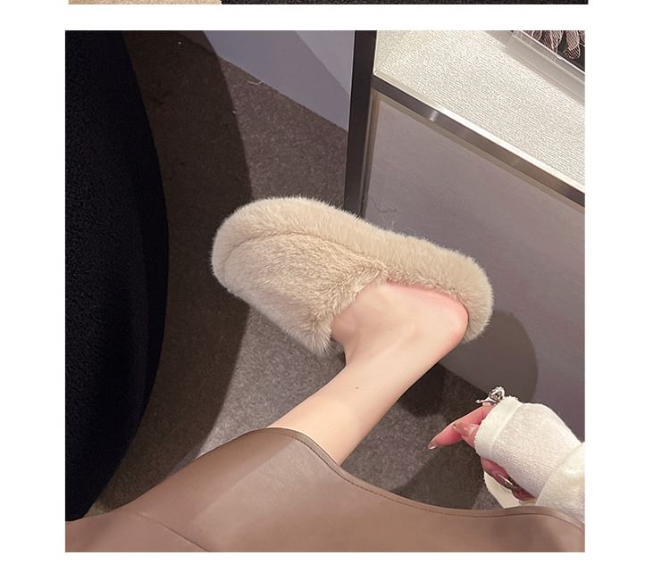 Platform Plain Fluffy Mules