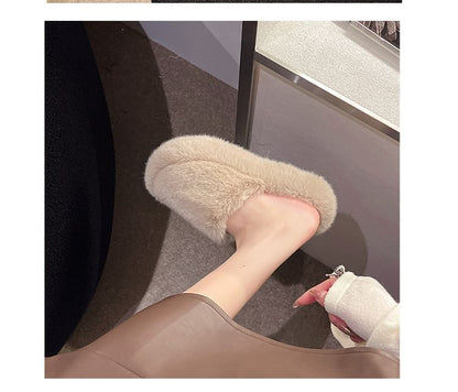 Platform Plain Fluffy Mules