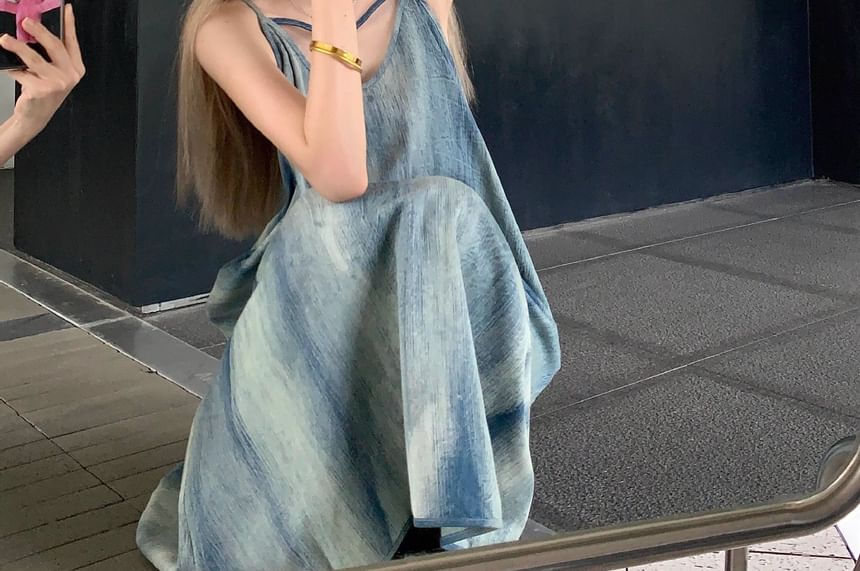V-Neck Tie Dye A-Line Maxi Dress