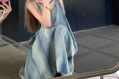 V-Neck Tie Dye A-Line Maxi Dress