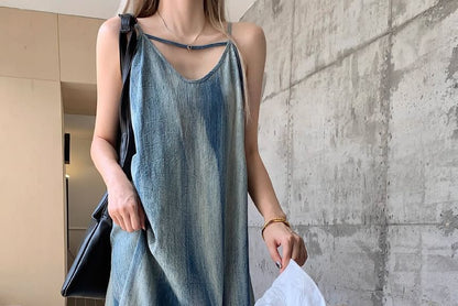 V-Neck Tie Dye A-Line Maxi Dress