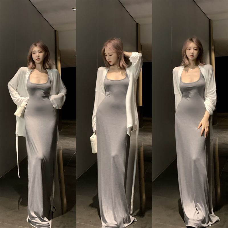 Bodycon Midi Dress / Cardigan