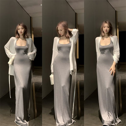 Bodycon Midi Dress / Cardigan