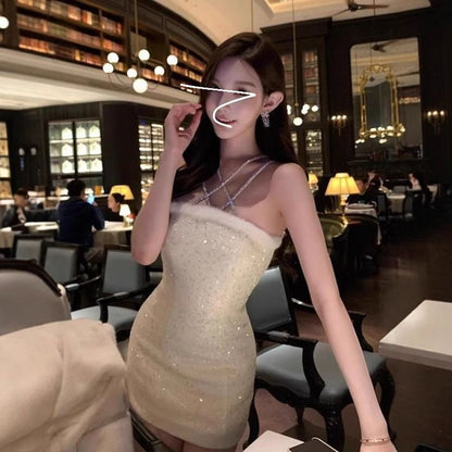 Sequin Bodycon Mini Dress with Thin Straps