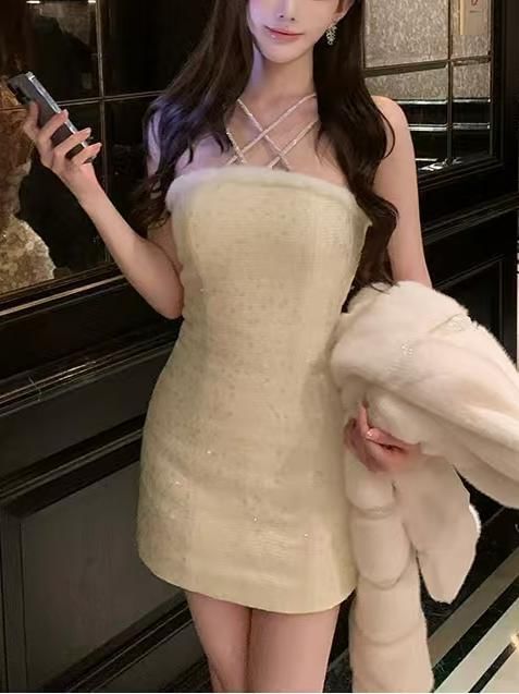 Sequin Bodycon Mini Dress with Thin Straps