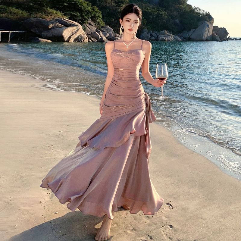 Ruched Panel A-Line Evening Dress