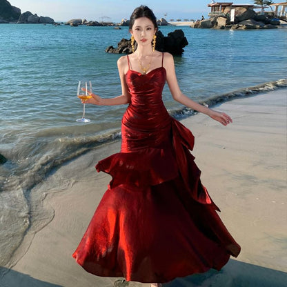 Ruched Panel A-Line Evening Dress