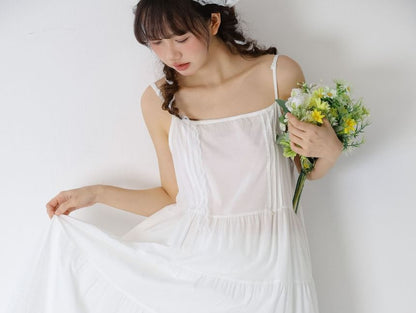 Lace Trim A-Line Maxi Dress