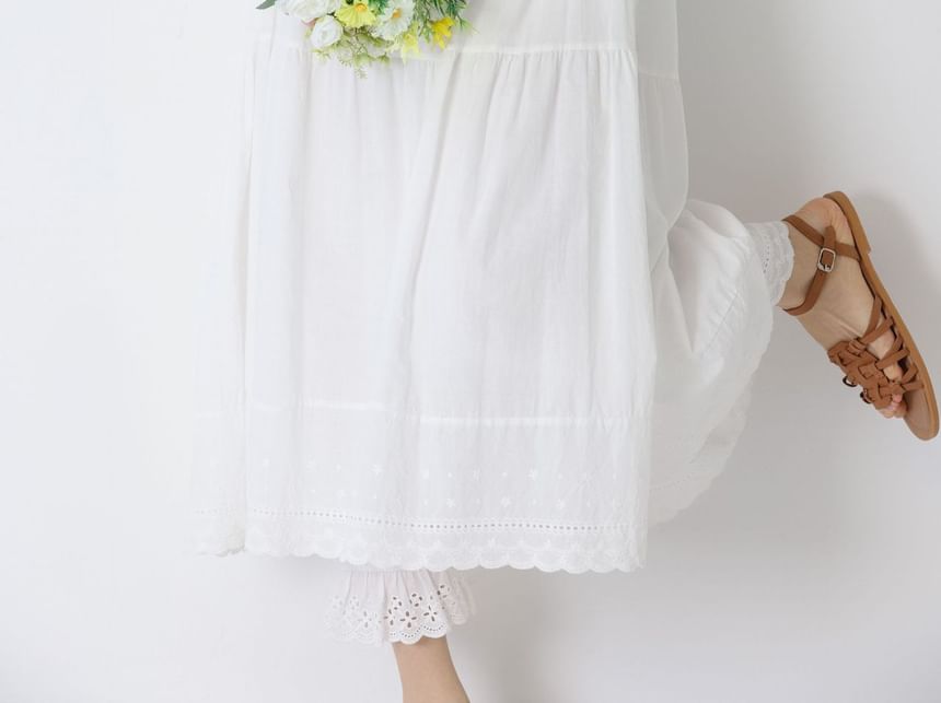 Lace Trim A-Line Maxi Dress