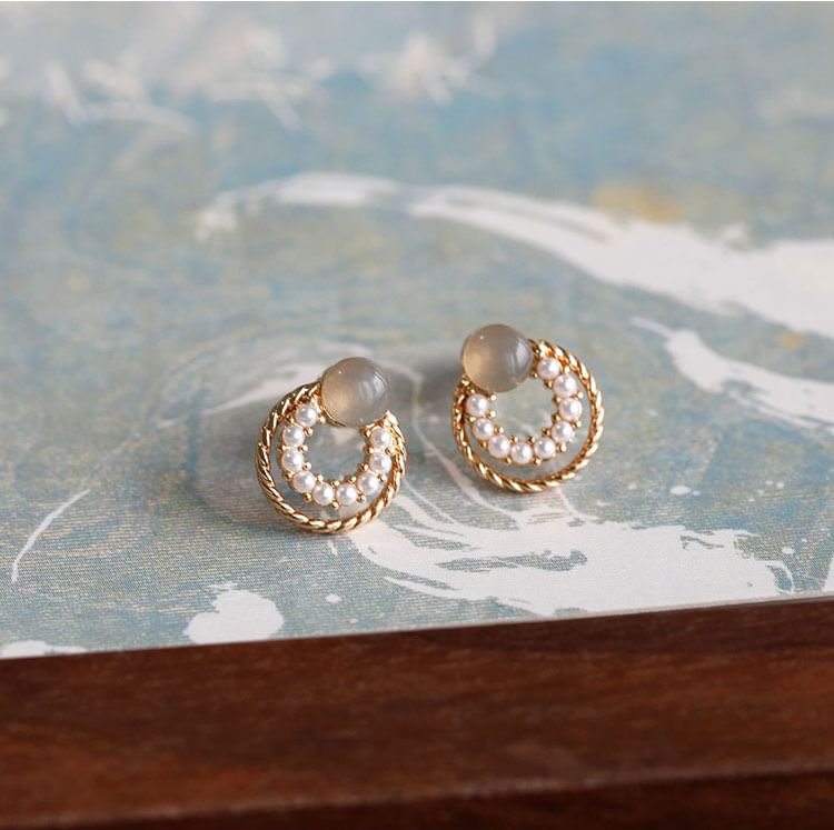 Silver 925 Sterling Double Earring Circle Stud
