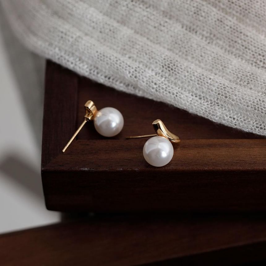 Earring Silver 925 Faux Pearl Sterling Stud