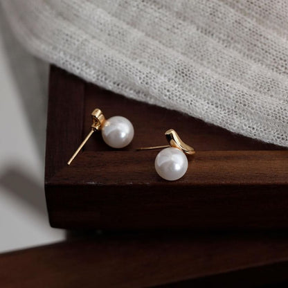 Earring Silver 925 Faux Pearl Sterling Stud