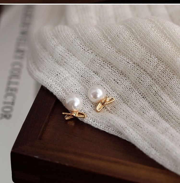 Earring Silver 925 Faux Pearl Sterling Stud