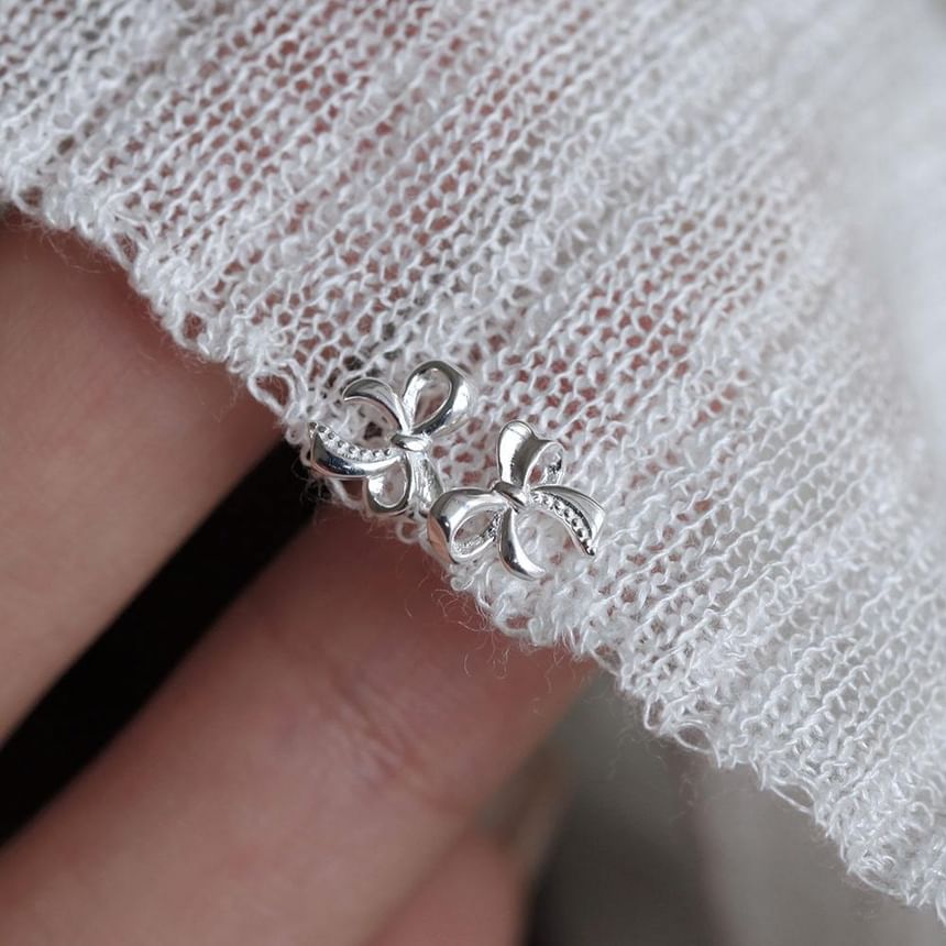 Sterling 925 Earring Bowknot Silver Stud