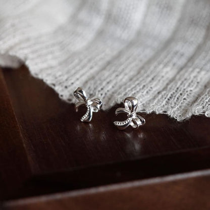 Sterling 925 Earring Bowknot Silver Stud