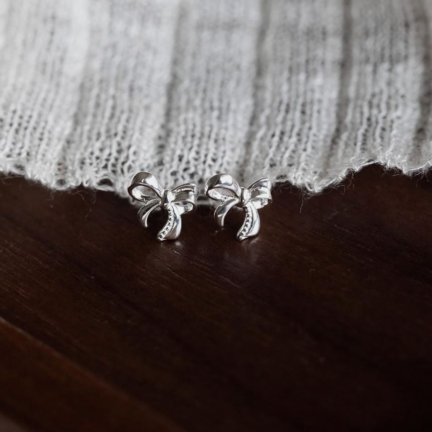 Sterling 925 Earring Bowknot Silver Stud