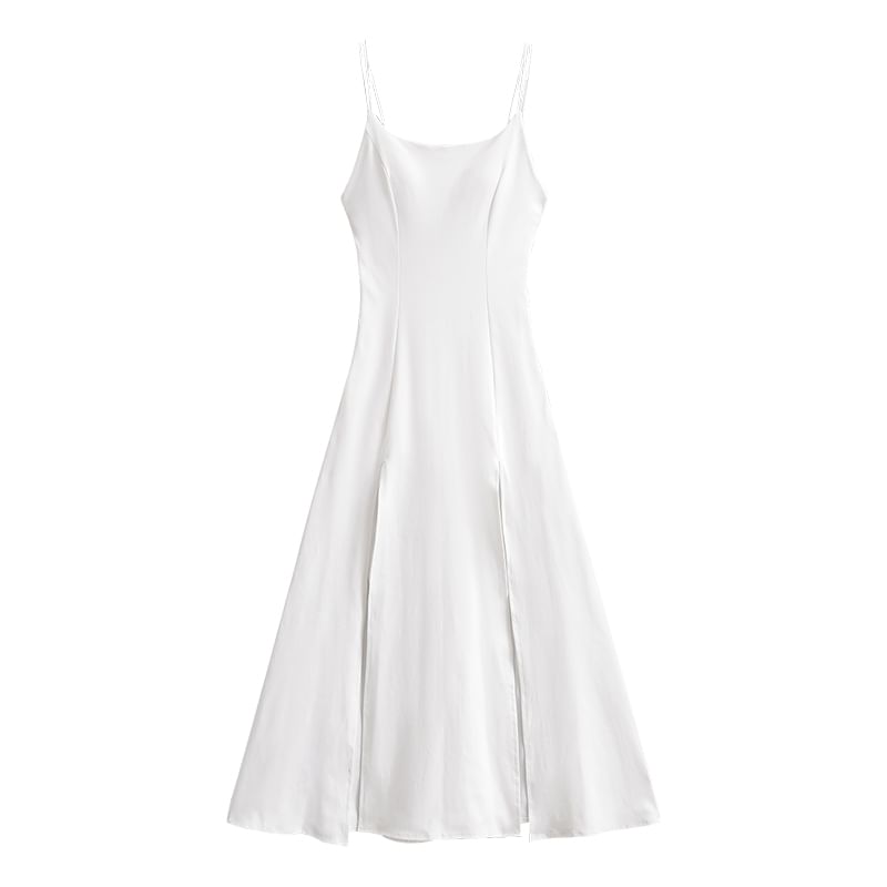 Padded Slit A-Line Maxi Dress