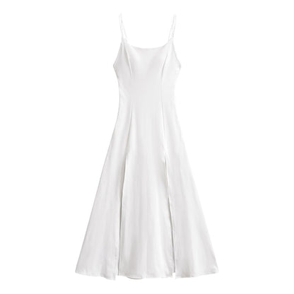 Padded Slit A-Line Maxi Dress