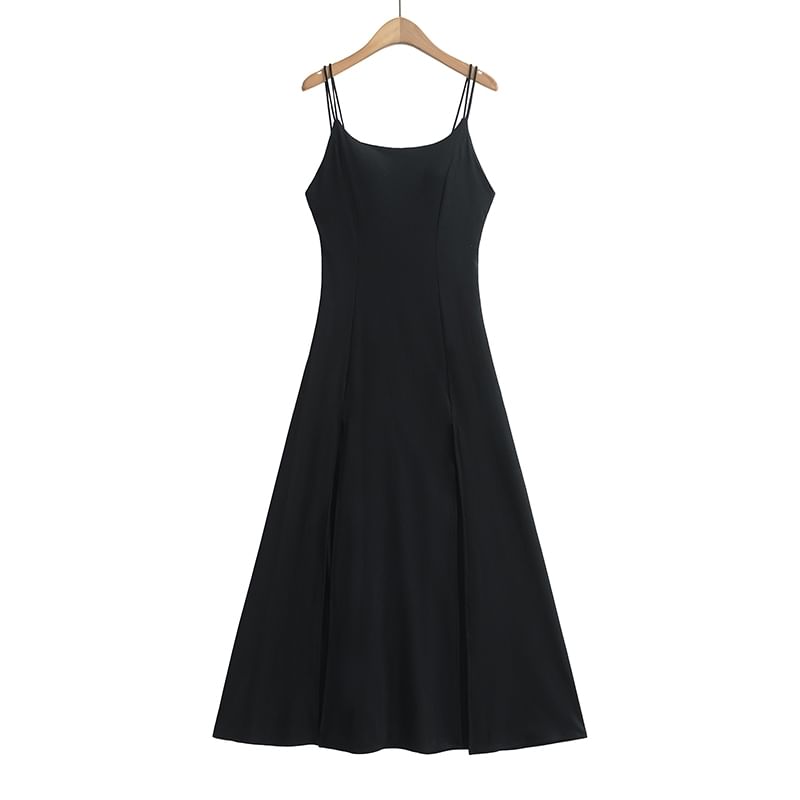 Padded Slit A-Line Maxi Dress