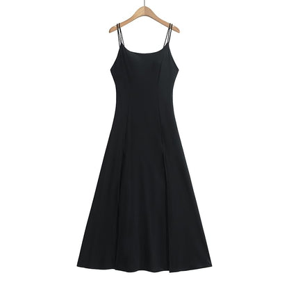 Padded Slit A-Line Maxi Dress