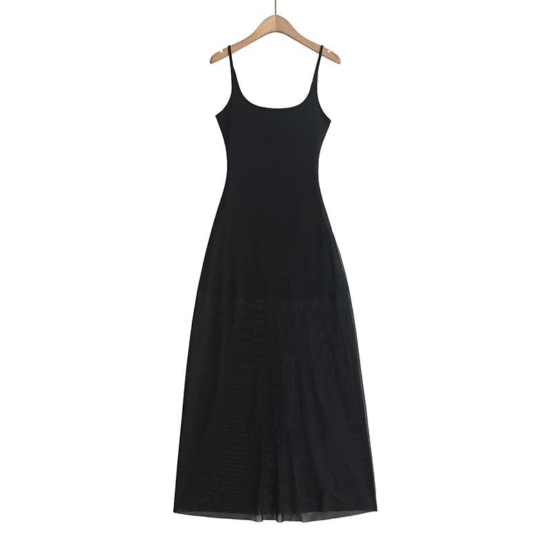 Mesh A-Line Maxi Dress