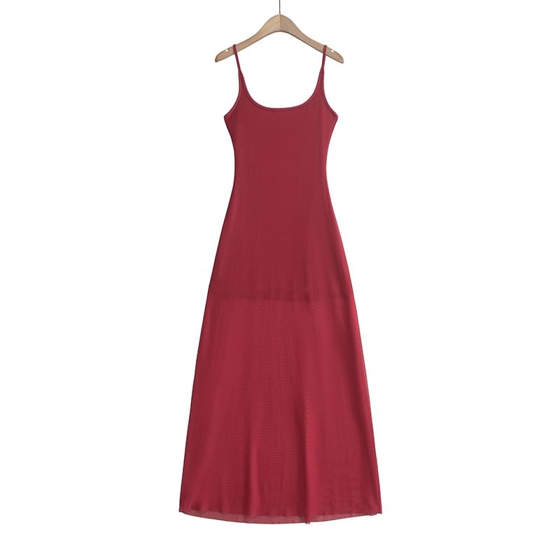 Mesh A-Line Maxi Dress