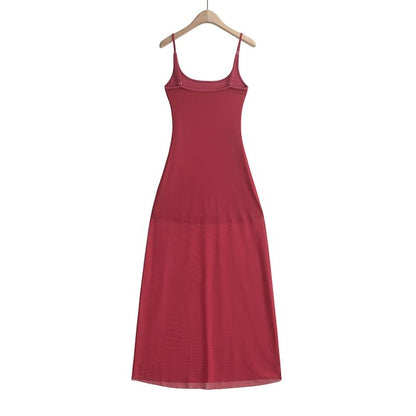 Mesh A-Line Maxi Dress