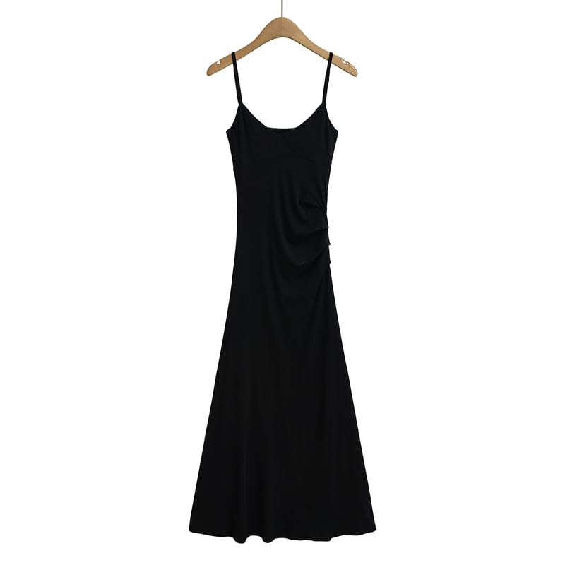 Open Back Ruched A-Line Midi Dress