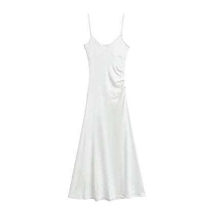 Open Back Ruched A-Line Midi Dress
