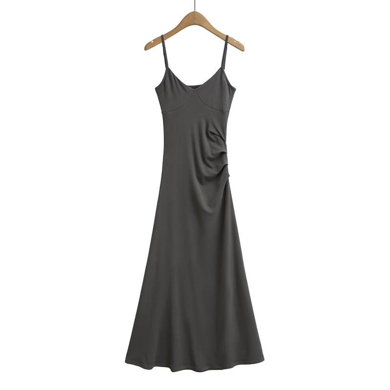 Open Back Ruched A-Line Midi Dress
