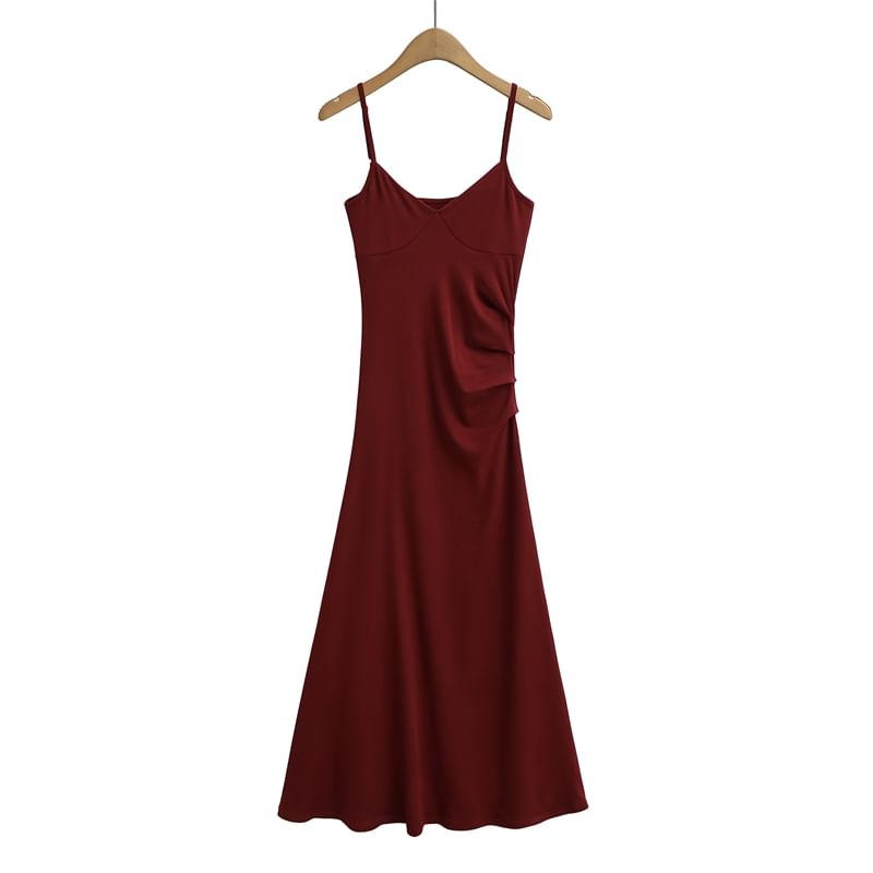 Open Back Ruched A-Line Midi Dress