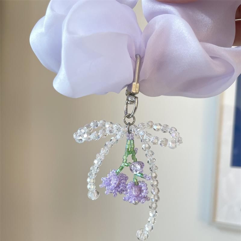 Bow Phone Charm Flower Beaded
