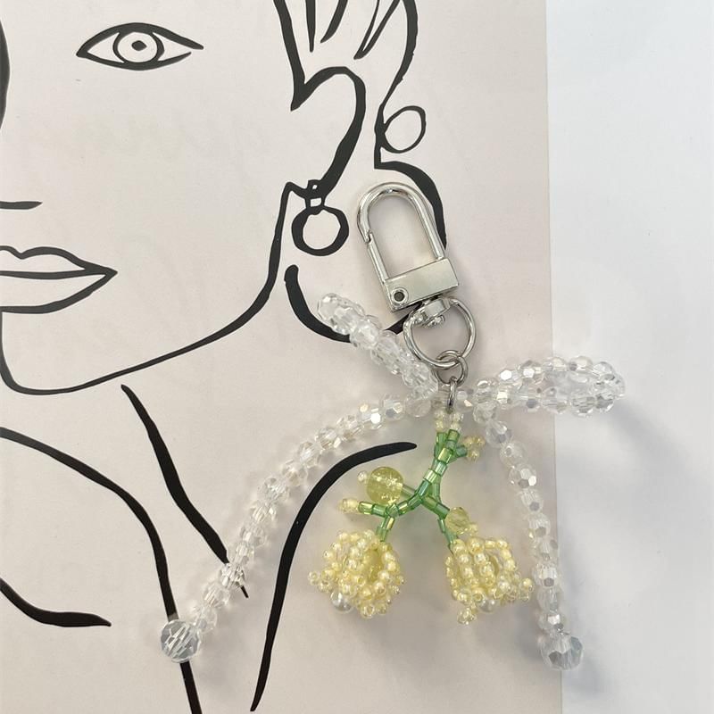 Bow Phone Charm Flower Beaded