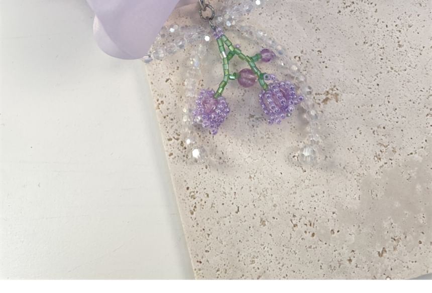 Bow Phone Charm Flower Beaded