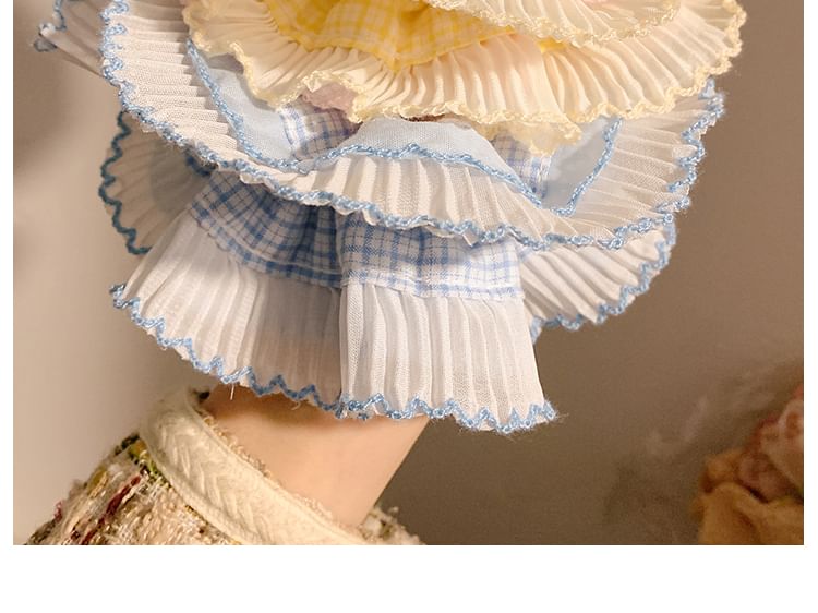 Scrunchie Plaid Panel Pleated