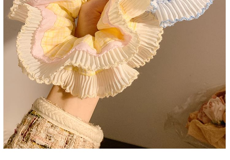 Scrunchie Plaid Panel Pleated