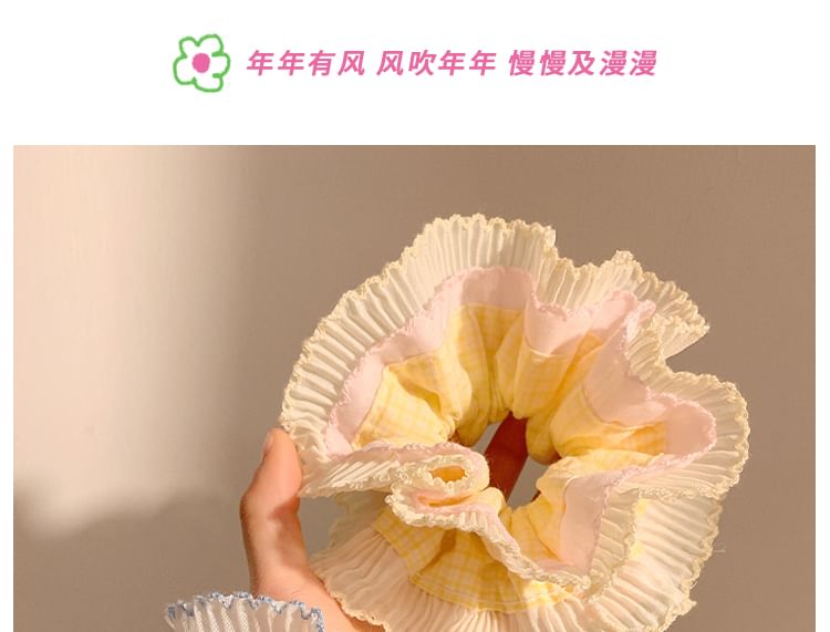 Scrunchie Plaid Panel Pleated