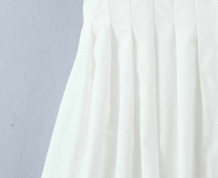 V-Neck Lace A-Line Midi Dress