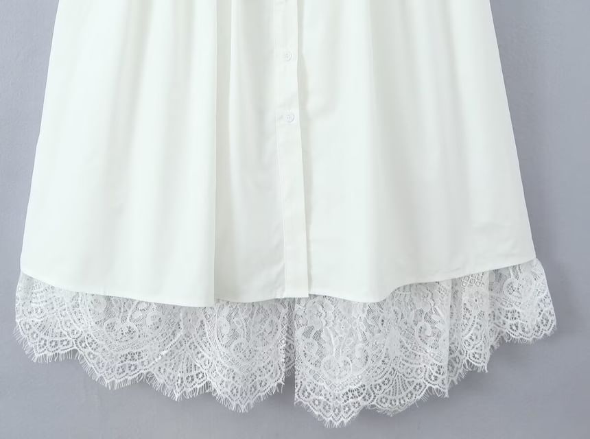 V-Neck Lace A-Line Midi Dress