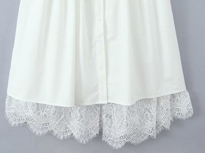 V-Neck Lace A-Line Midi Dress