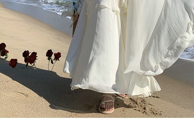 V-Neck A-Line Maxi Dress