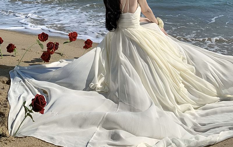 V-Neck A-Line Maxi Dress